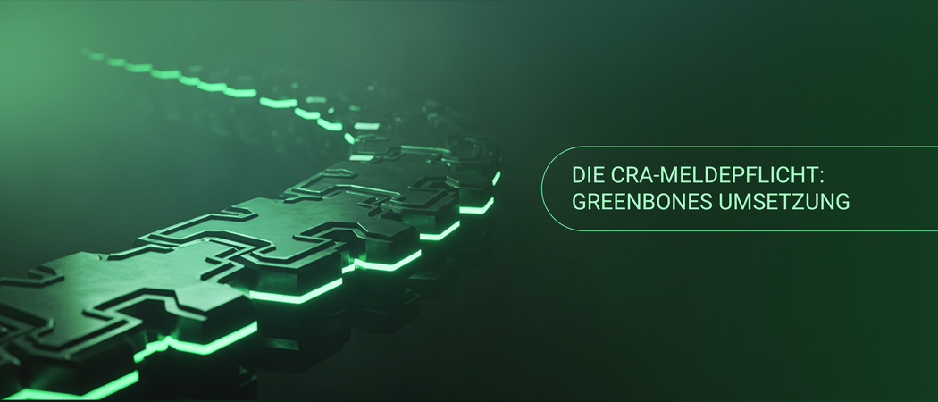 Illustration einer ineinandergreifenden Kette aus Metallplatten als Sinnbild für die CRA-Meldepflicht bei Greenbone